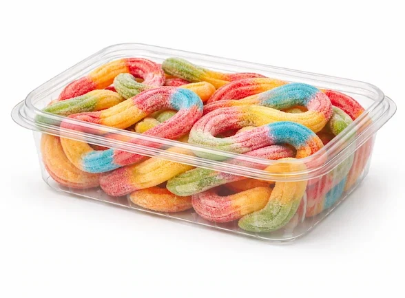 Empaque de charola en PET termoformada para dulces