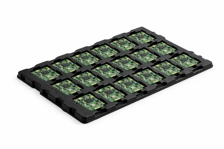 Thermoformed HIPS ESD tray for PCB boards