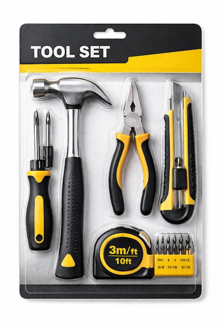 Thermoformed retail packaging for tools