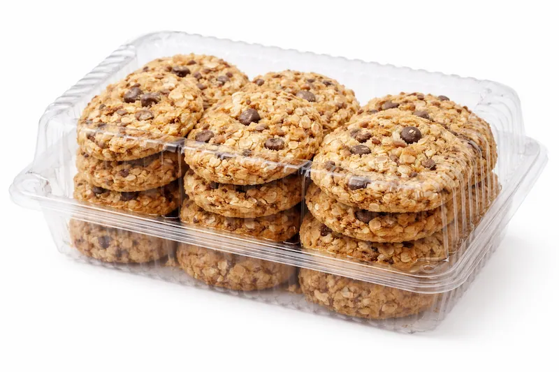 Thermoformed OPS clamshell packaging for cookies