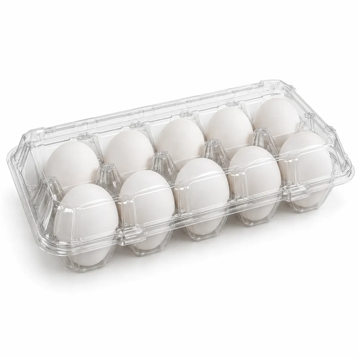 Clear thermoformed PET clamshell egg carton
